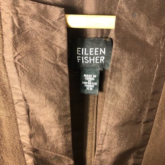 Eileen Fisher Brown Open Front Jacket - Picture 4 of 6